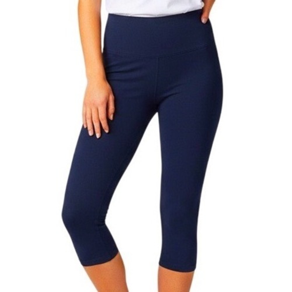 Jockey Navy Blue Capris Leggings Women's Size L Cotton‎ Spandex High Waist